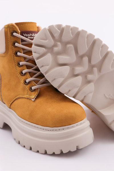 DGN Mustard Women's Lace-Up Boots - 123036122372