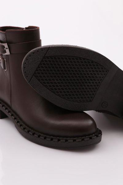 DGN Kadın Yanı Kemerli Klasik Bot Hakiki Deri Kahve Floater 16135106