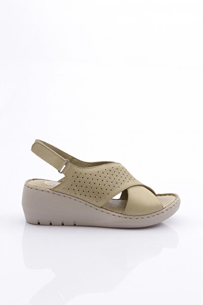 DGN Prava koža Ženske Scorpion Sandale - Perforirane i Debela potpetica 21113...