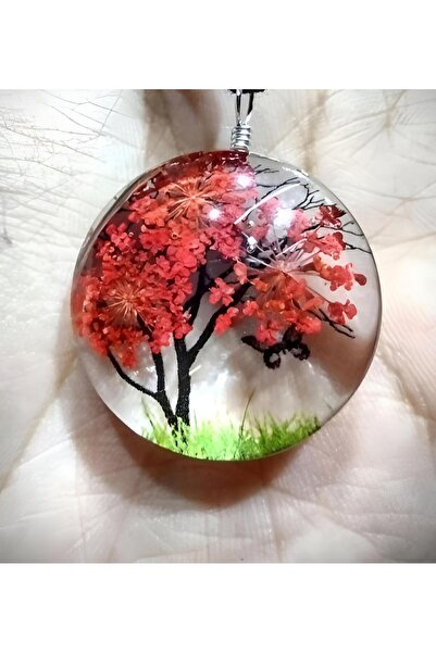 EXENET Tree of Life Themed Necklace Transparent Design with Butterfly Special Epoxy Accessory Vivid Look Luxury Jewelry