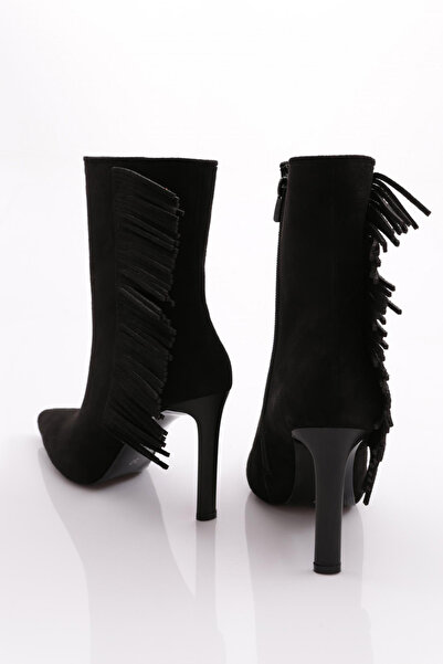 DGN Kadın Topuklu Bot Siyah Süet 63922859