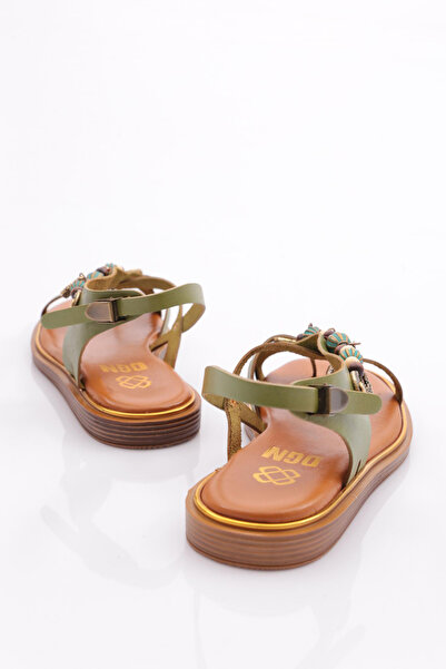 DGN Women's Sandals with Bead Detail on the Side Avocado 4163289