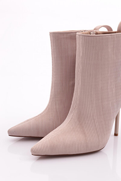 DGN Kadın Arkası Lastikli Topuklu Bot Ten Çizgili 91283557