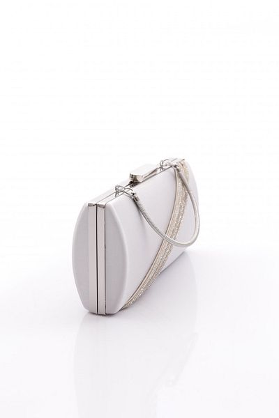 DGN Silver Women's Evening Bag with Stone Detail - 103443152
