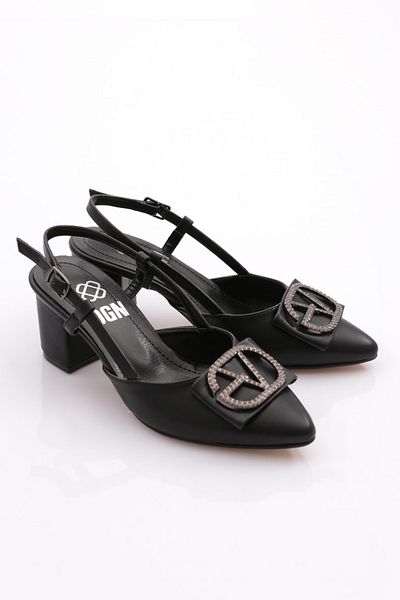 DGN Pantofi negri pentru femei cu toc deschis - 2174102621