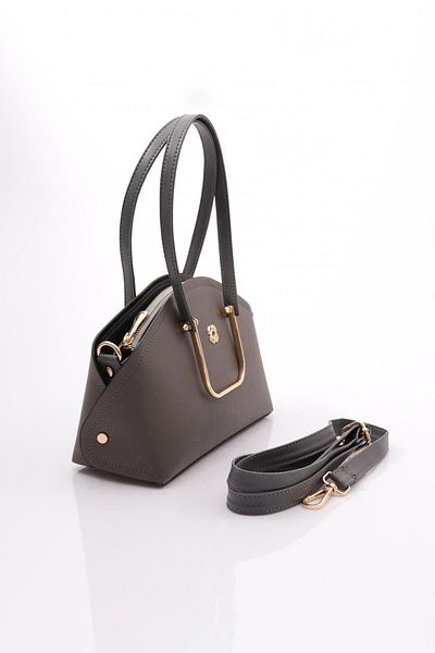DGN Women's Oval Bag with Metal Accessories Dark Gray 11282361135102