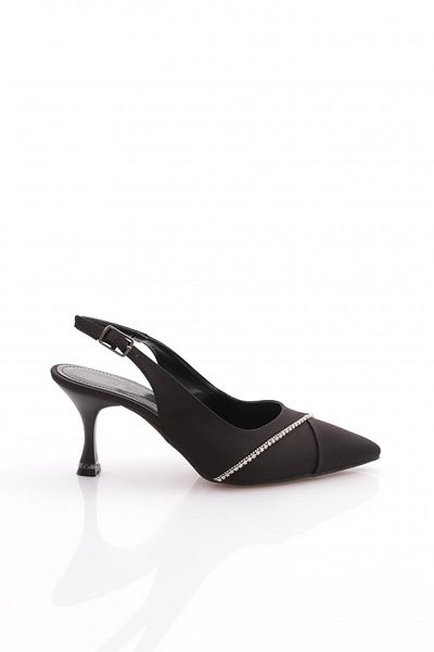 DGN Rochie de seară pentru femei din satin negru Pantofi cu toc - 353143539