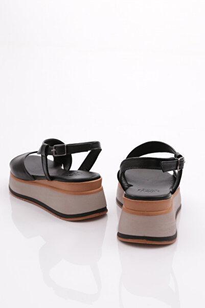 DGN 2497 Model Genuine Leather Black Women's Sandals