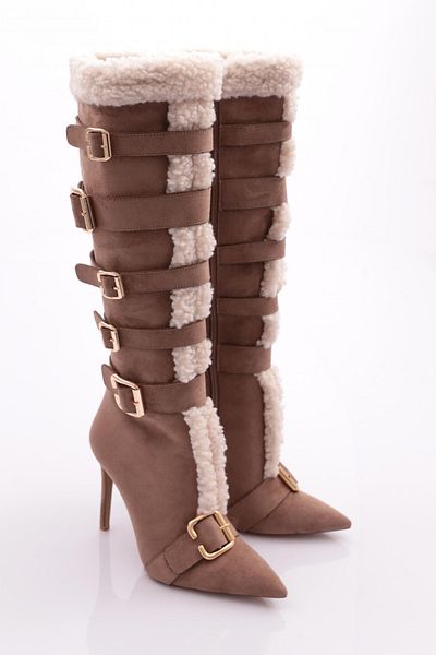 DGN Γυναικείες μπότες με τακούνι Mink Suede - 22323236