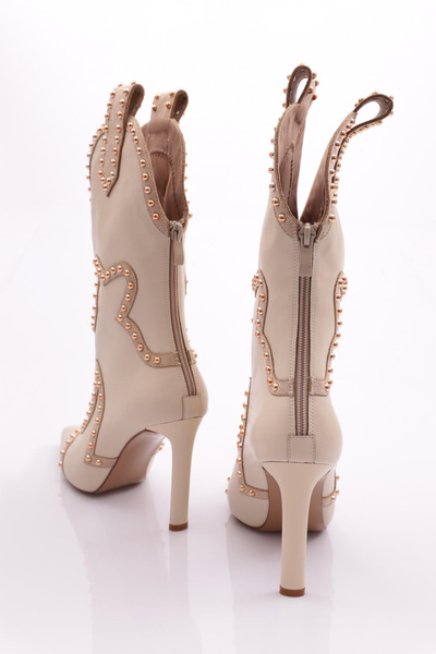 DGN 5273 Model Stone Detailed dámské westernové boty - světle béžová