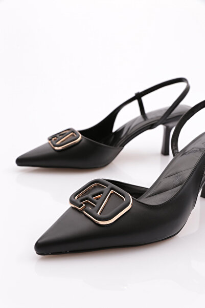 DGN Kadın Yanı Açık Topuklu Ayakkabı Siyah 410953378