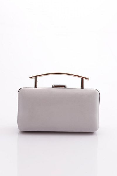 DGN Geantă de seară pentru femei din satin argintiu - 8673152