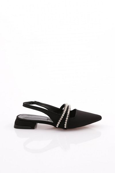 DGN Women's Black Sandals with Stone Embroidery - Nubuck 1253378