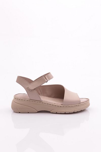 DGN Sandale de dama din piele naturala argintie - curea la glezna, model 4483243