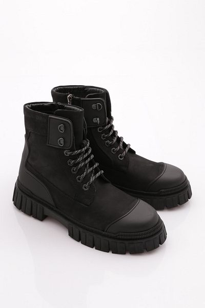 DGN Ανδρικές μπότες με κορδόνια μαύρο Nubuck Γνήσιο δέρμα 104233616