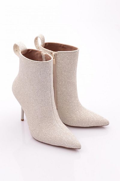 DGN Γυναικείες μπότες με τακούνι White Glitter - 91293557