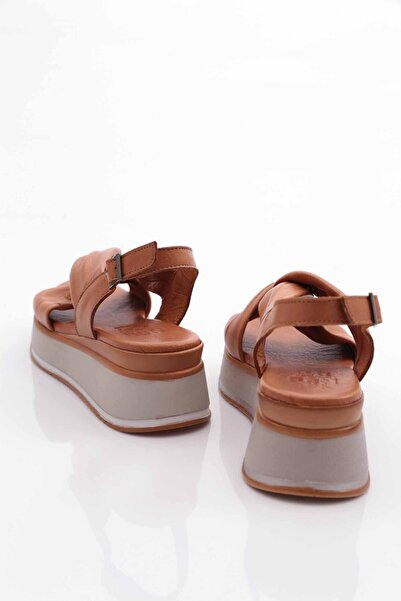 DGN Tan Genuine Leather Women's Sandals - 91135108