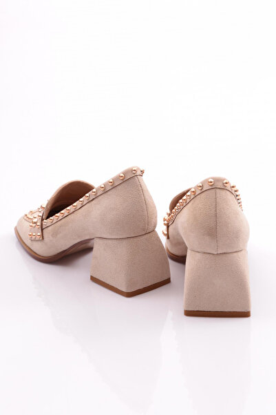 DGN Kadın Topuklu Ayakkabı Bej Süet 4782859