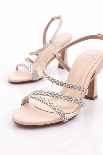 DGN Kadın Abiye Ayakkabı Bej Velvet 86112821