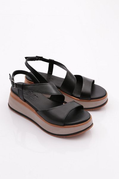 DGN 2497 Model Genuine Leather Black Women's Sandals