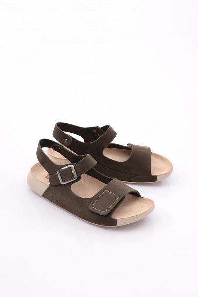DGN Women's Double Strap Sandals Khaki Nubuck 26392623