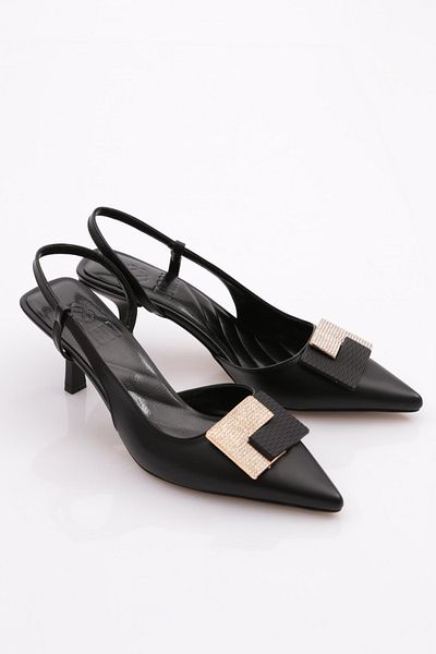 DGN Women's Open Side Heeled Shoes Black 410963378