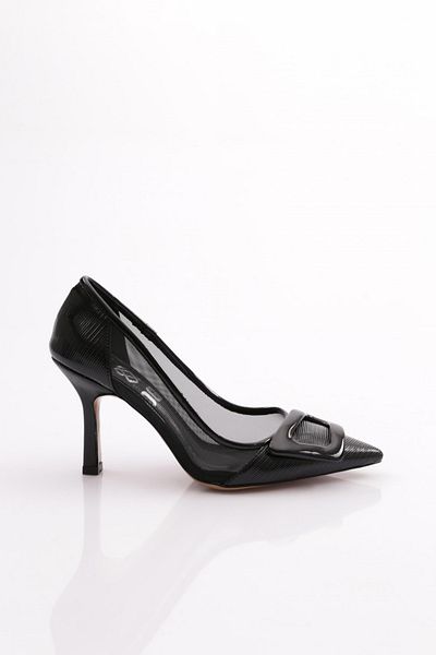 DGN Pantofi cu toc pentru femei cu dungi negre - 7636535
