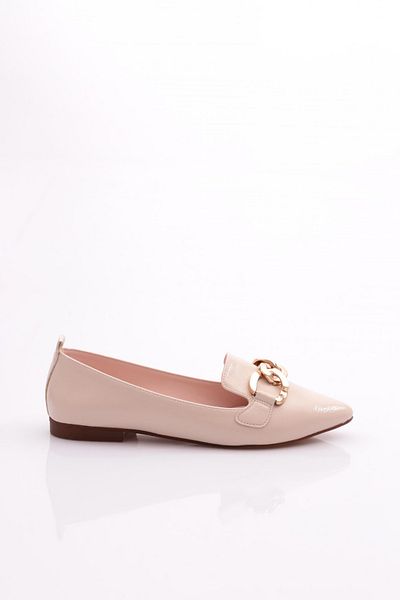 DGN Beige Ballerinas - Wrinkled Patent Leather with Iron Accessories 211252621
