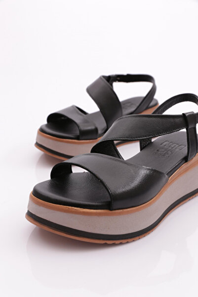 DGN 2497 Model Genuine Leather Black Women's Sandals