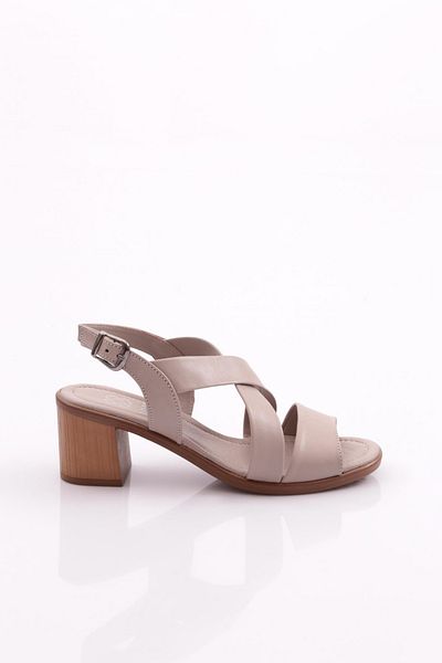 DGN Sandale de damă cu toc din piele naturală argintie 26143294