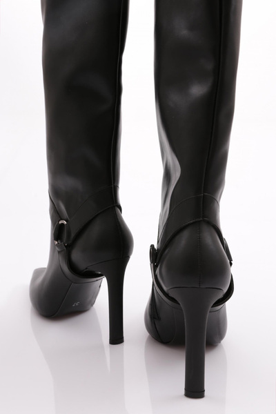 DGN Black Women's Heeled Boots - Side Lacing 63882859