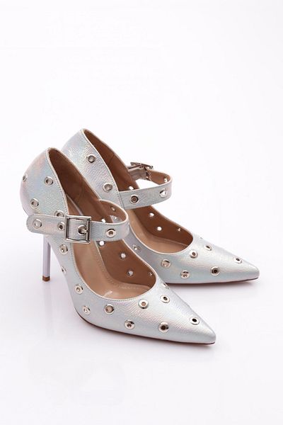 DGN Pantofi cu toc cu găuri de damă Silver Toro 56623557