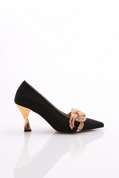 DGN Black Scuba Beige Women's Heeled Shoes - 29335910