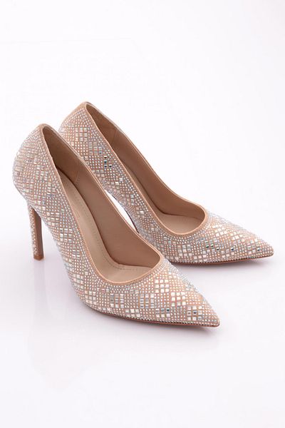 DGN Pantofi cu toc cu detaliu de piatră de damă Nude Stone 29833210