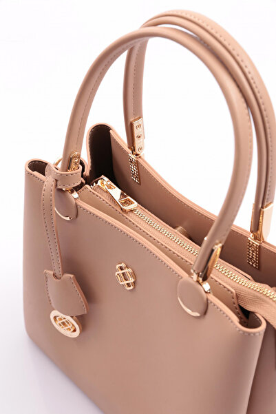 DGN 543 Model Women's Flower Patterned Zipper Bag with Brooch