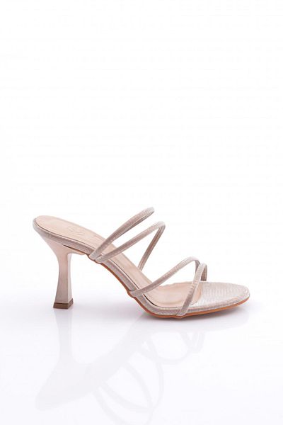 DGN Papuci de damă cu toc în dungi Rose Crocodile 10263534