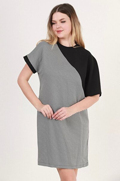 rapellin Batwing Sleeve Plus Size Dress 1788-Black
