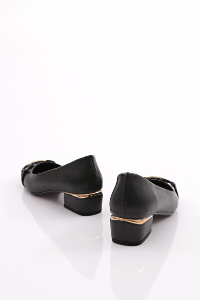 DGN Kadın Metal Aksesuarlı Topuklu Ayakkabı Siyah 79582534