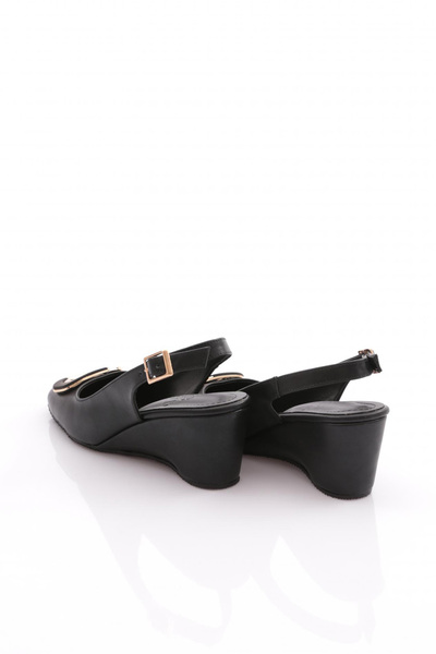 DGN Women's Back Tie Wedge Heeled Shoes Black 354493539