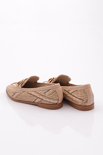 DGN Beige Metal Accessory Ballerina Women's Shoes