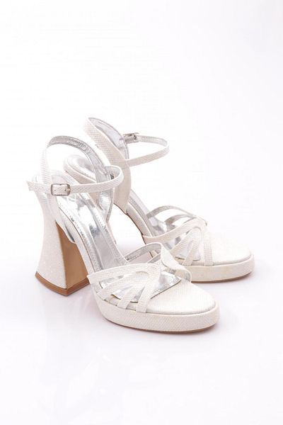 DGN Pantofi de seara de dama cu toc gros cu imprimeu alb 41133564