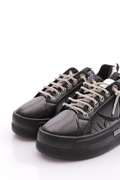 DGN Kadın Silver Taşlı Sneakers Ayakkabı Siyah Paraşüt 36912682
