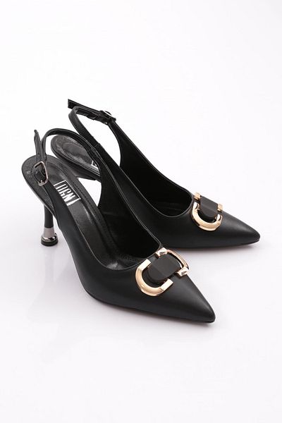 DGN 507 Pantofi cu toc pentru femei cu accesorii metalice