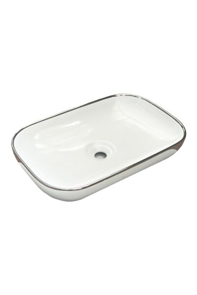 LAPİNO Lapino Premium 60 Cm Içi Beyaz Dışı Gümüş Renk Tezgah Üstü Lavabo