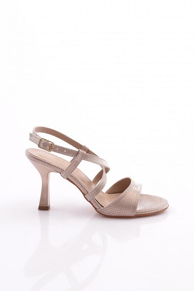 DGN Women's Back Tie Heeled Shoes Rose Crocodile 10273534