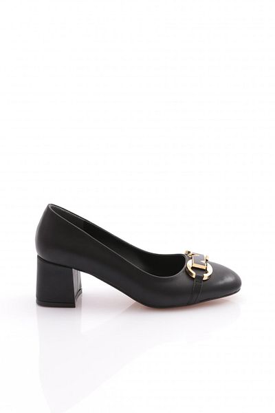 DGN Women's Buckle Heeled Black Shoes # 362463539
