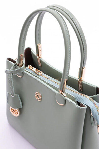 DGN Women's Flower Brooch Zipper Bag Aqua Green 6543434