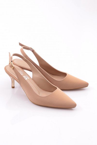 DGN Pantofi cu toc cu cravată la spate de damă Nud Imported 61383564