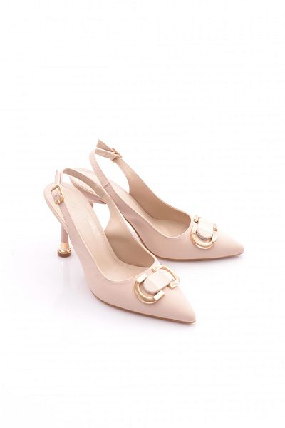 DGN Women's Back Tie Heeled Shoes Beige Nubuck 61823534