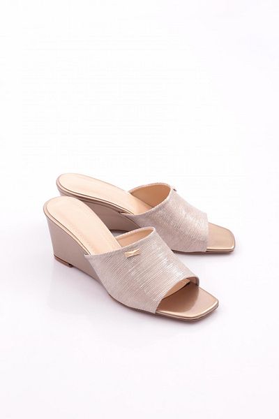 DGN Papuci cu toc pentru femei cu model - auriu 354553539